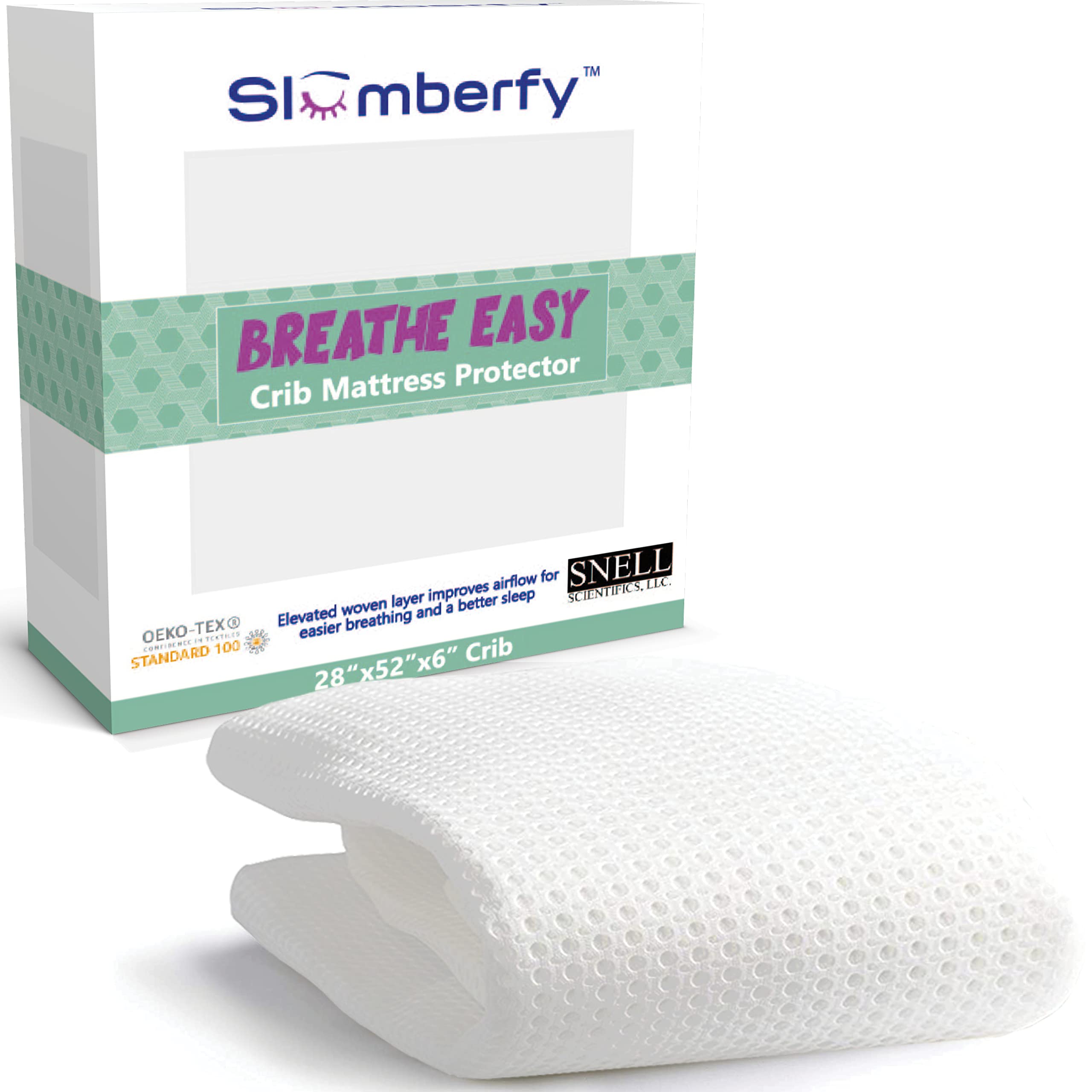 Breathable Crib Waterproof Mattress Protector Pad- Hypoallergenic - Noiseless - Washable- Breath Easy, Babies and Toddlers, Lab Tested - Crib Size 28"X52" by Slumberfy