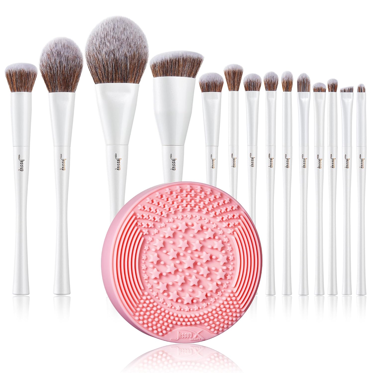 Jessup Makeup Brushes T343 with Makeup Cleaning Mat A005