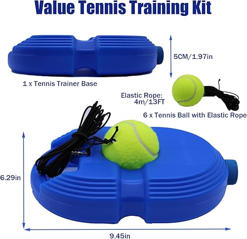 Miniatura 2 de Magicorange Pelota de rebote de entrenamiento de tenis con 6 bolas de cuerda, equipo de entrenamiento de tenis solo para entrenamiento de práctica