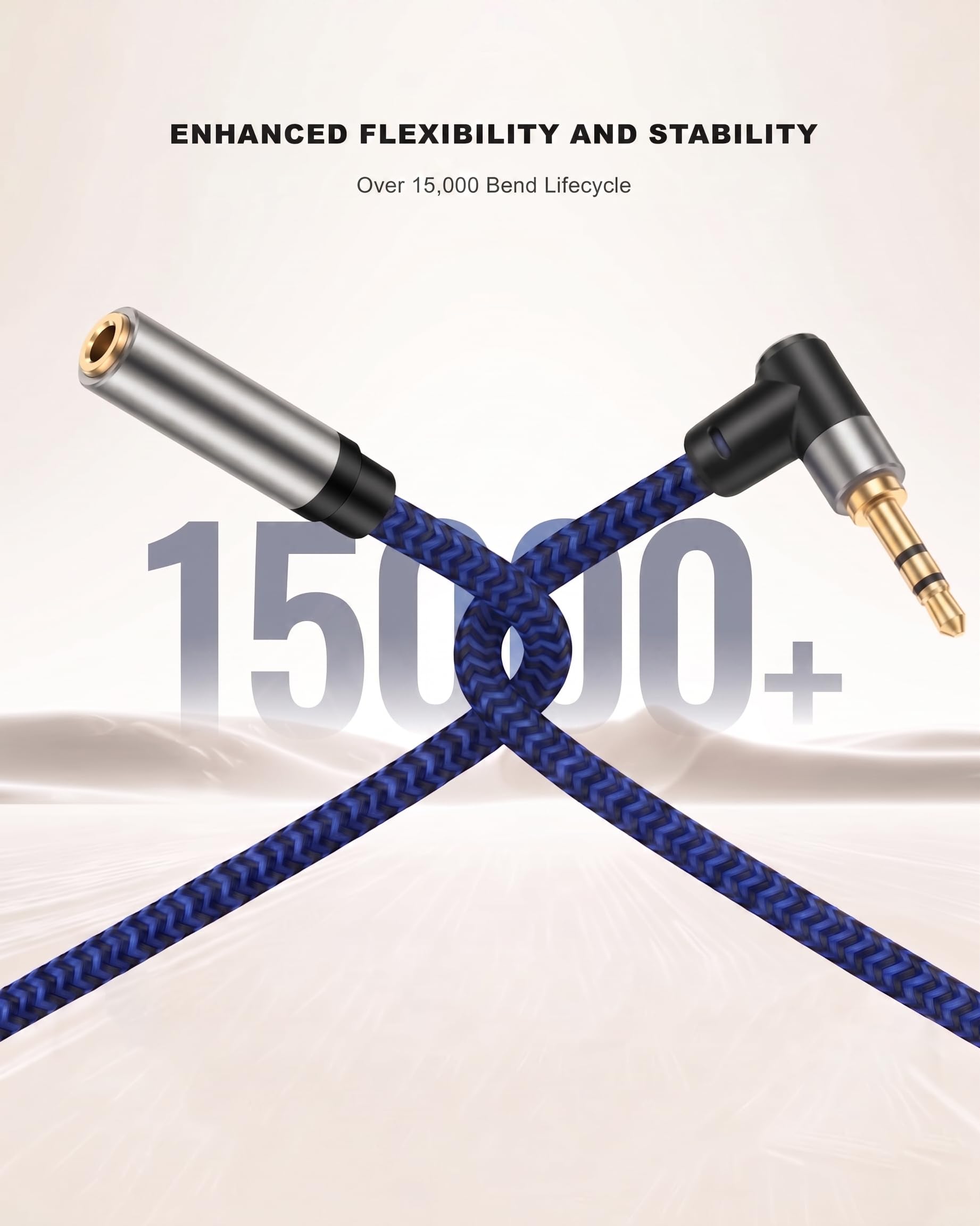 Câble d'extension audio stéréo mâle vers femelle de 3,5 mm - 91 cm - En coton tressé - Cordon jack stéréo pour téléphones, écouteurs, haut-parleurs, tablettes, PC et plus encore