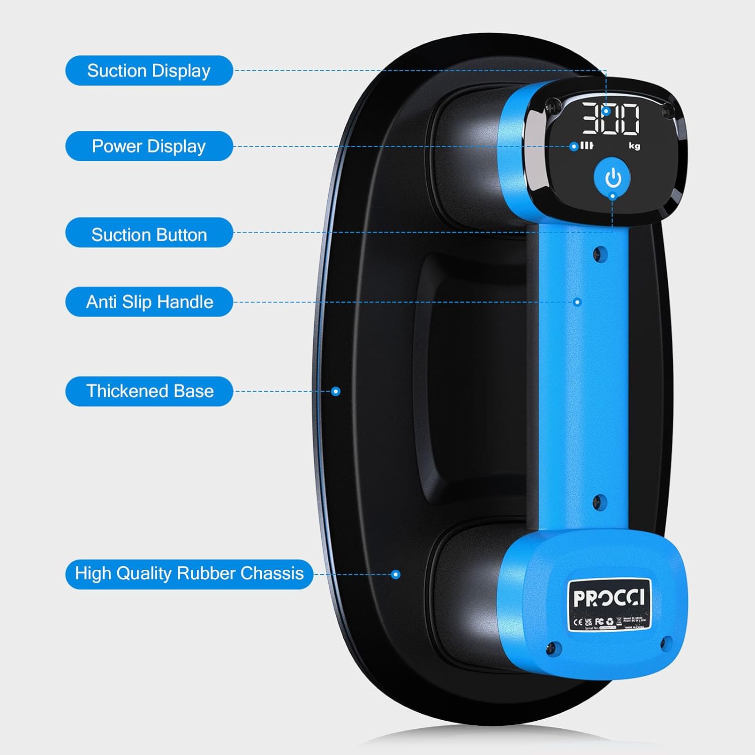 Electric Battery Suction Cup – Cordless Vacuum Lifter for Tiles, Glass, Marble – Dual Motors, 660 LBS/300 KG Suction, LCD Display, 4500mAh, 12h Runtime – for Smooth & Lightly Textured Surfaces