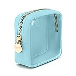 Embla London Makeup Bag Cosmetic Case, Clear Zipper Make Up Pouch and Toiletry Travel Tote, Cute Skincare Pouches for Women Girls, Preppy Purse Cosmetic Organizer, Mini Makeup Bags, Cotton Candy