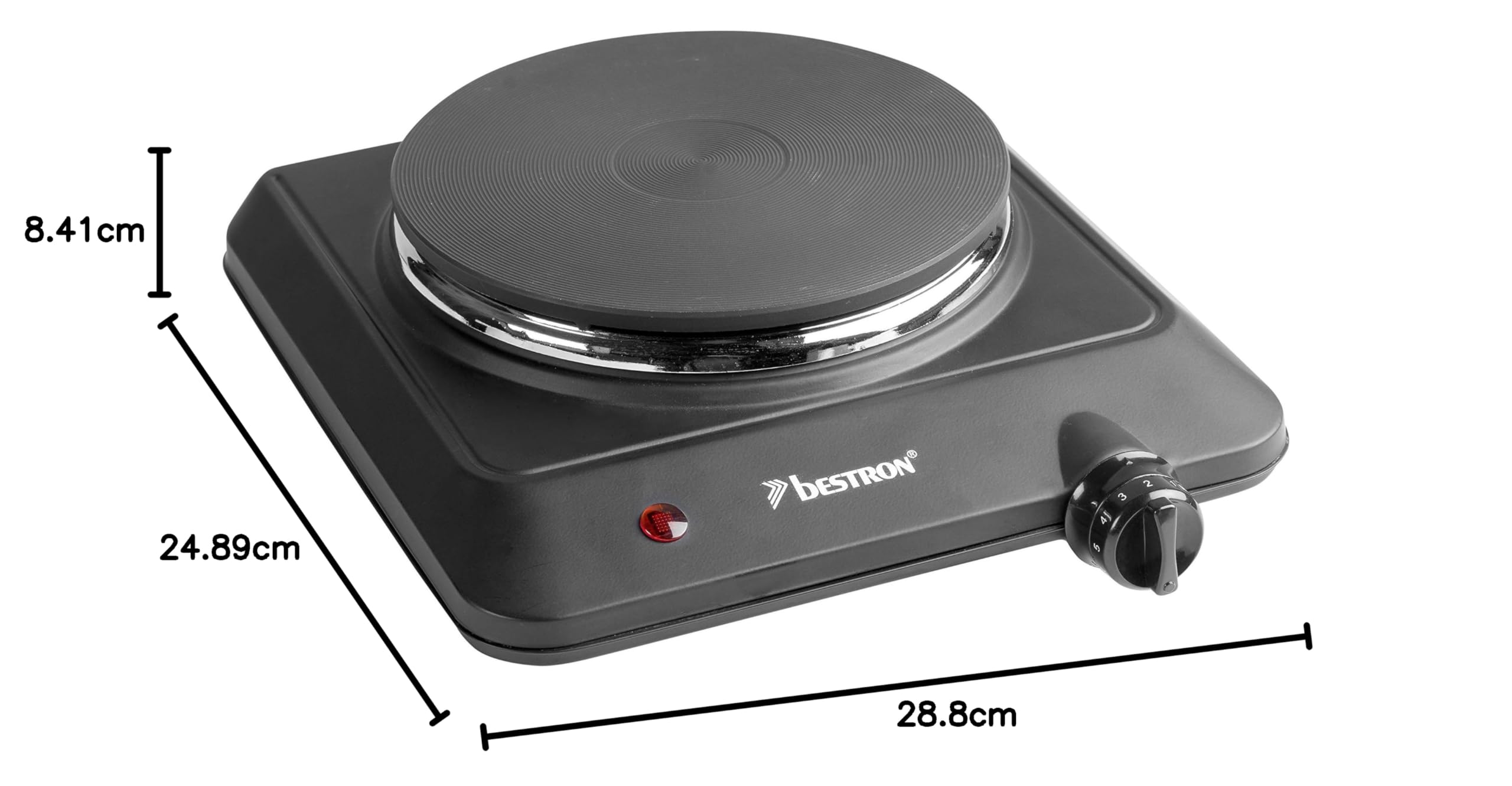 Bestron Plaque de Cuisson Compacte en Fonte, Kitchen Heroes, Ø 18 cm, 1500 Watts, Noir