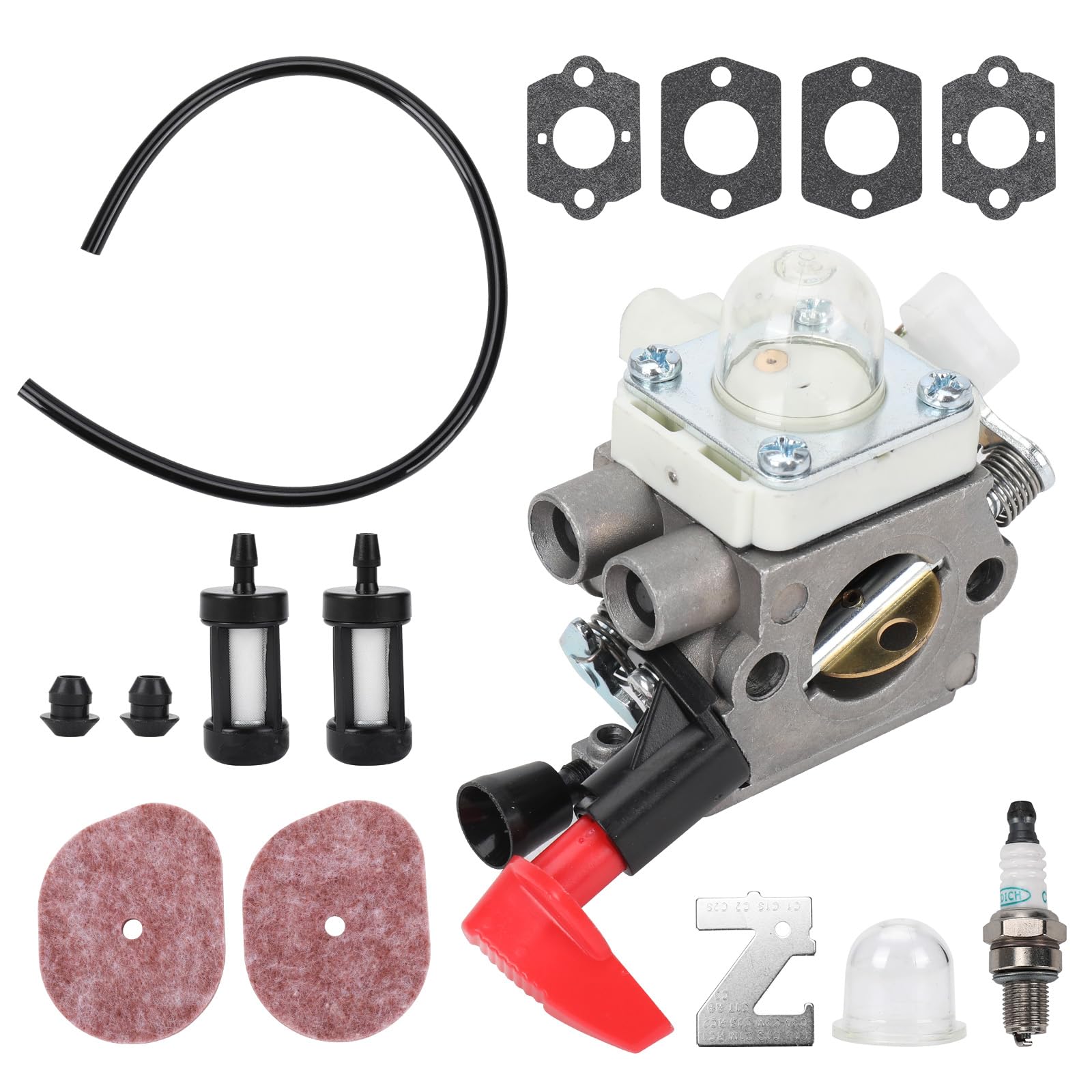 Carburateur Compatible avec Stihl FS40 FS40C FS50 FS50C FS50R FS56 FS56C FS56R FS56RC FC56 FC56R FS70 FS70C FS70R FS70RC FC70 HT56 HT56C HL56K KM56C KM56RC KN56 KN56RC, C1M-S267A 41441200608