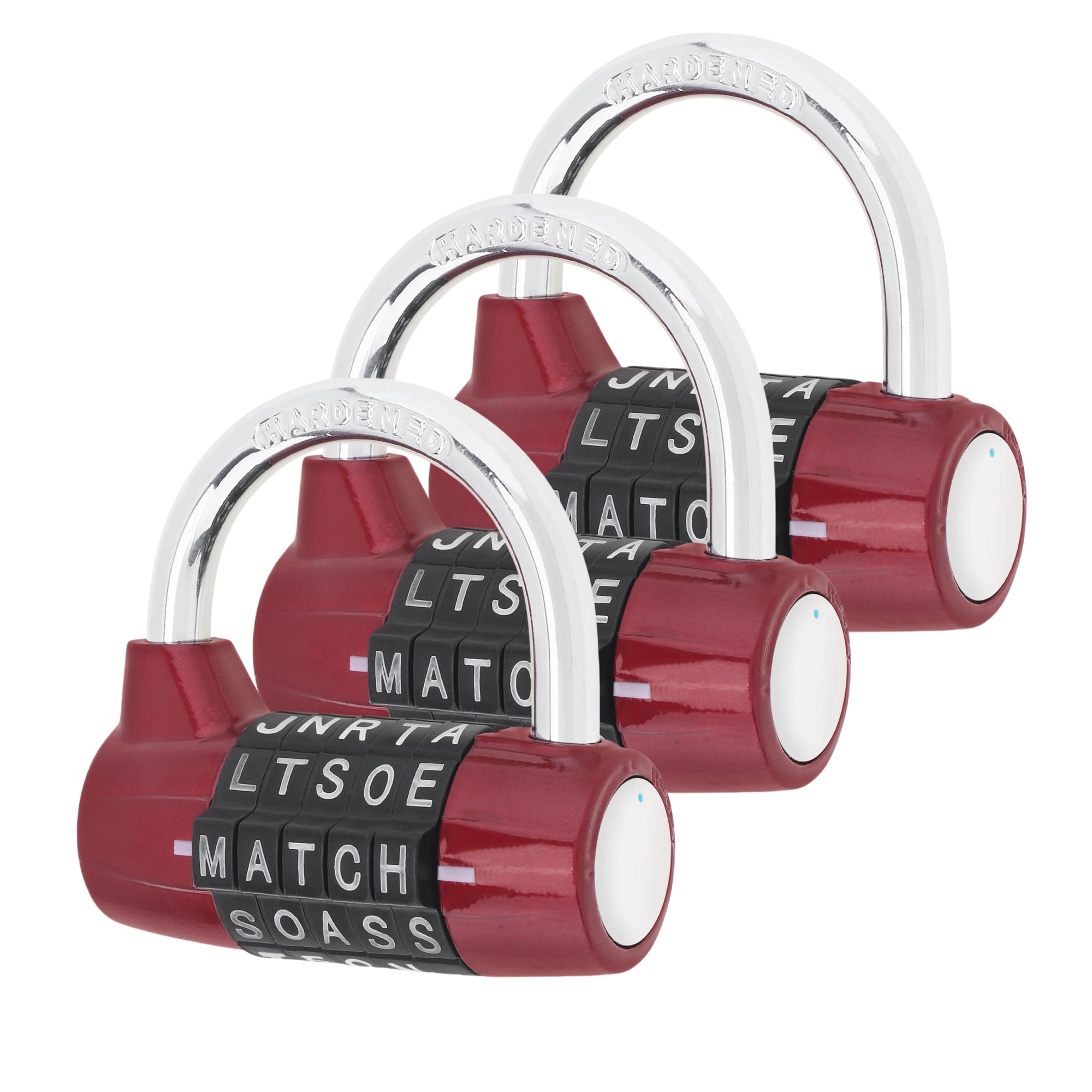 HOJLKLD Gym Locker Lock 5 Letter Word Lock Safety Padlock Combination Lock for School Gym Locker,Sports Locker,Fence,Toolbox,Case,Hasp Storage (3, Red+Red+Red)