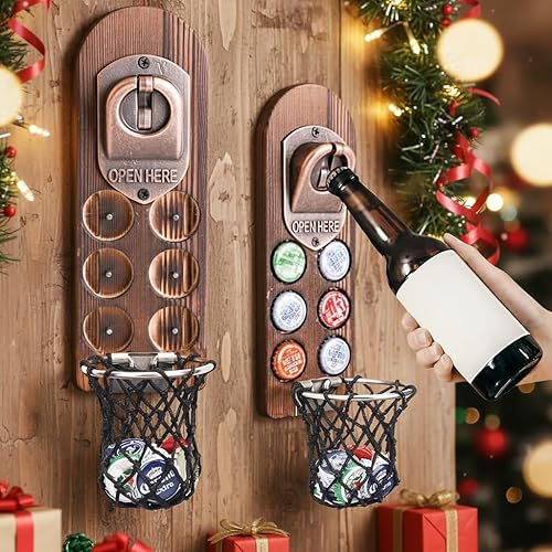 Regalos de cerveza abridor de botellas montado en la pared, abrebotellas de madera con magnético, sacacorchos montado en la pared para nevera, buen