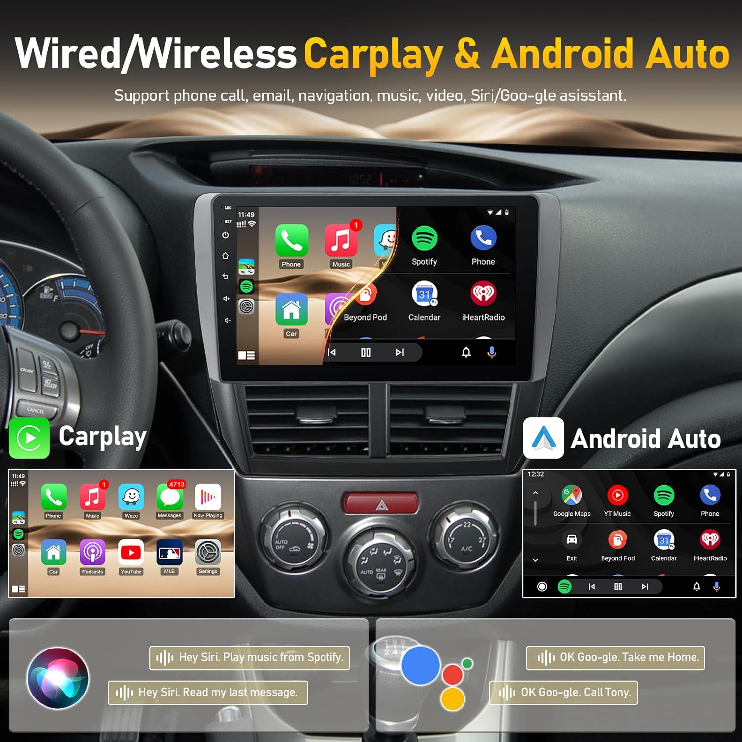 Android 11 Car Radio for Subaru Forester Impreza WRX 2008 2009 2010 2011 2012 with Wireless Carplay Android Auto, KuTaiTai 9" IPS Touchscreen Head Unit Stereo with Backup Camera in-Dash GPS WiFi
