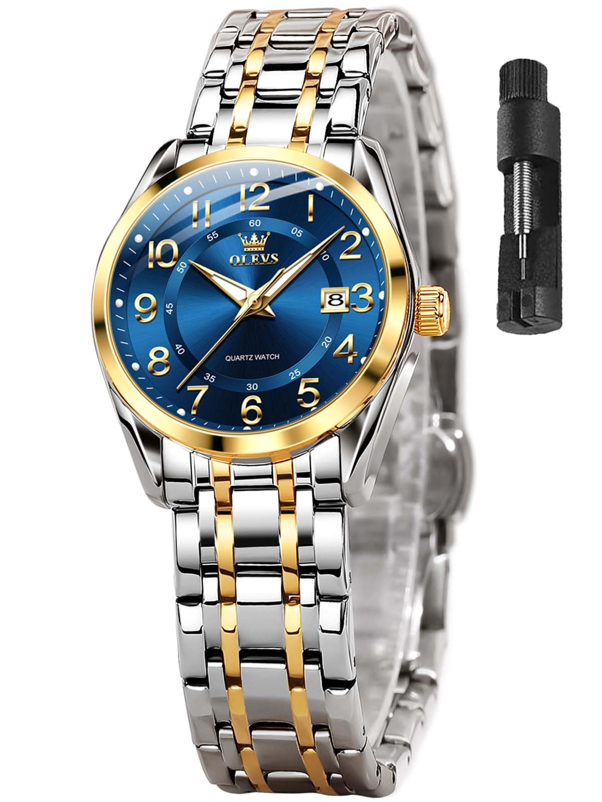 OLEVS Damen Armbanduhr 3Bar Wasserdicht Armbanduhr mit Datum Luxu Quarz