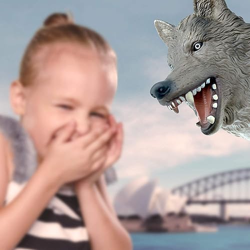 Miniatura 3 de Gemini&Genius Marioneta de mano de animal para niños, figura de acción realista de goma suave, juguetes de juego de rol (lobo)