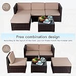 FDW 5 Pieces Outdoor Patio Furniture Sets Sectional Sofa Rattan Chair Wicker Conversation Set Outdoor Backyard Porch Poolside Balcony Garden Furniture with Coffee Table,Khaki
