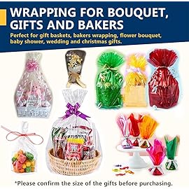 PerkHomy Colored Cellophane Wrap Roll 16 x 100\' 3 Mil Thick Cellophane For Gift Basket Treats Goodie Wrapping Craft Flower Bouquet Plastic (Reflective, 100ft (16in Width))