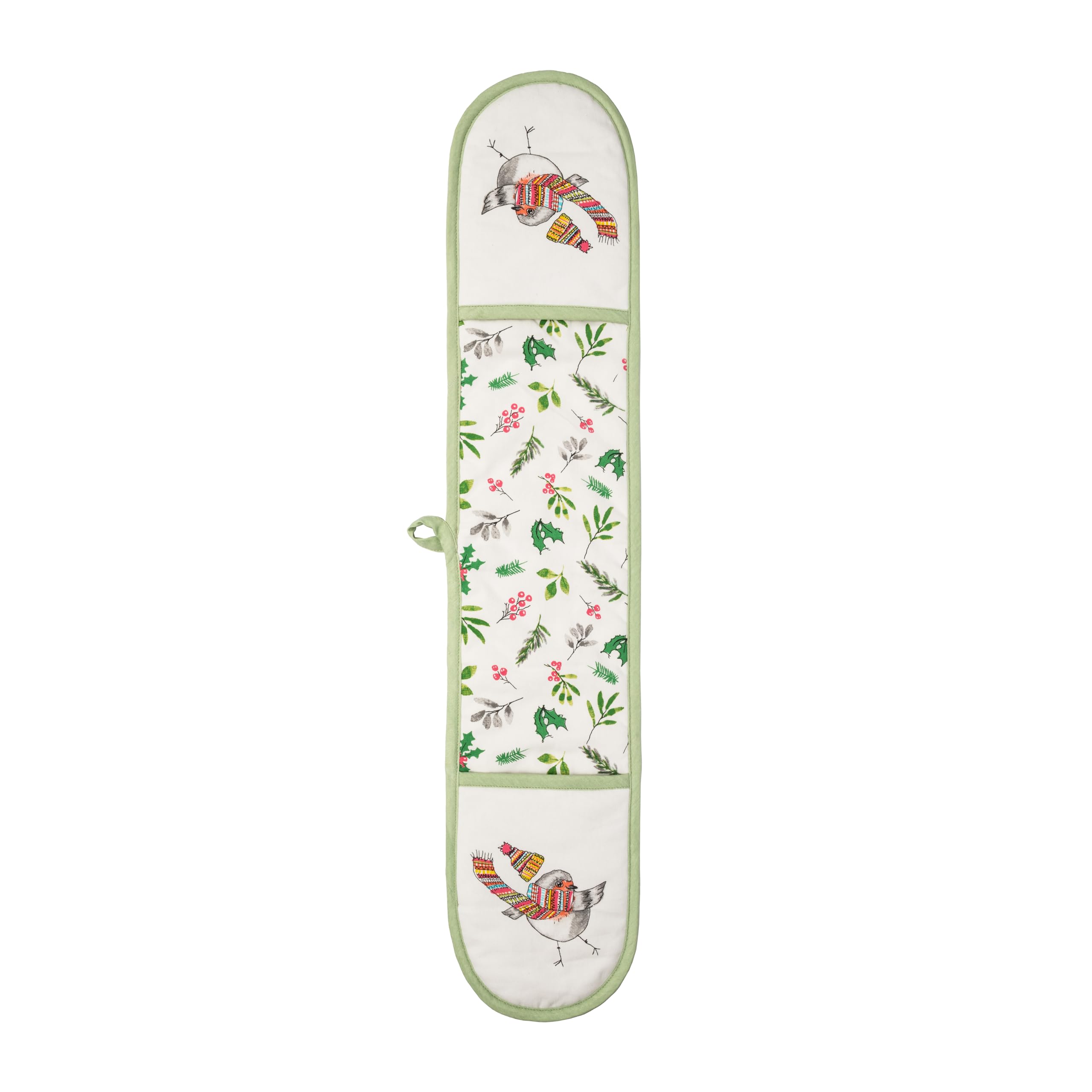 Mikasa TipperleyHill Cotton Double Oven Glove, Heat Resistant Double Oven Mitts, Machine Washable, Christmas Robin Themed Collection, Ideal for Gifting