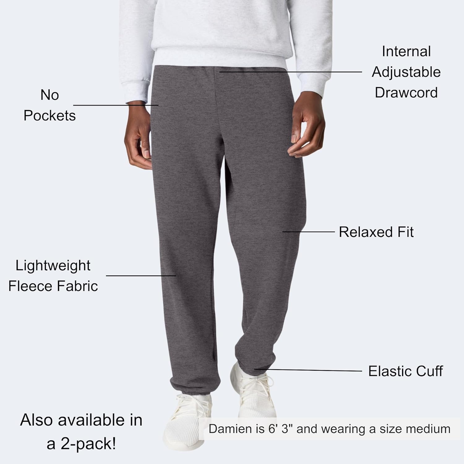Hanes Men's Ecosmart Best Sweatpants, Athletic Lounge Pants with C"ed Cuffs - Image 5