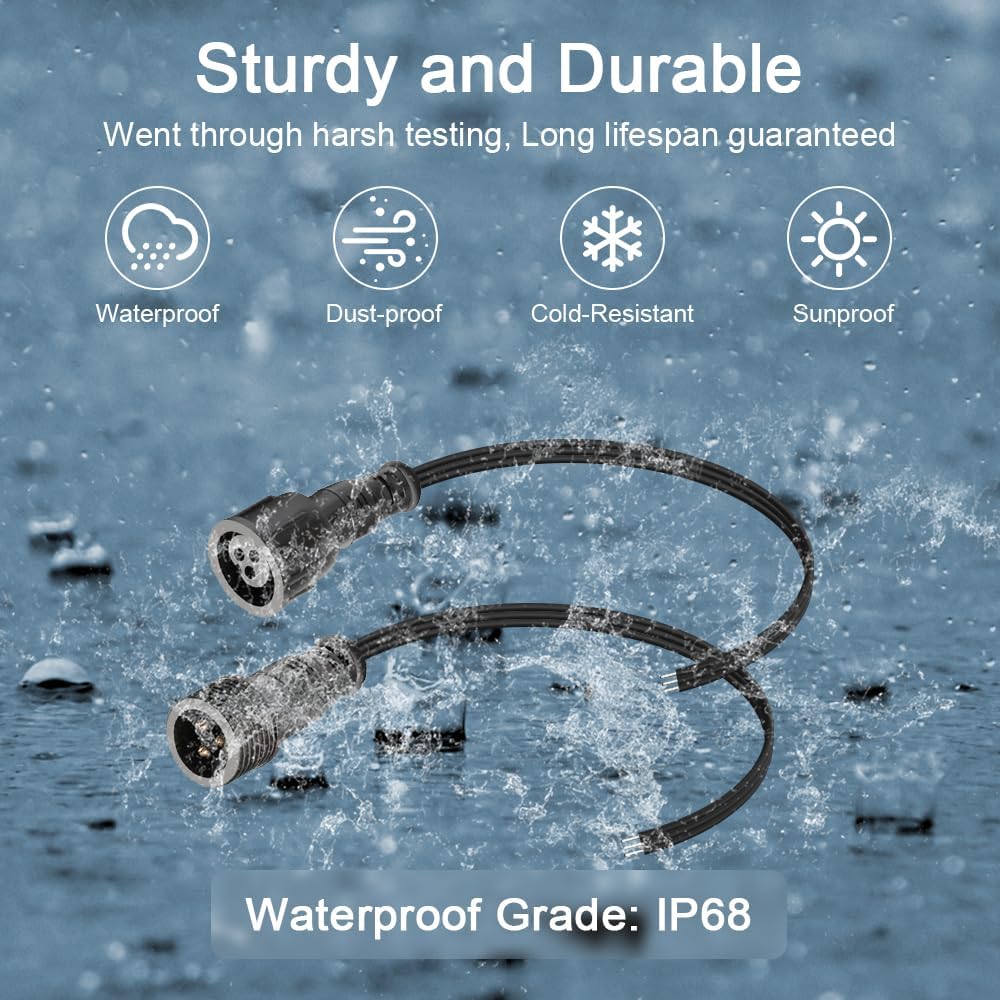 ALITOVE 3 Pin Xconnect Pigtail Waterproof Electrical Connectors 18AWG 6in/15cm Compatible with ASIN B0923SDR5T B0CM95W84B B0CW9NQ12K B0CM976SKW for WS2811 Outdoor Halloween Christmas Lights(10-Pair)