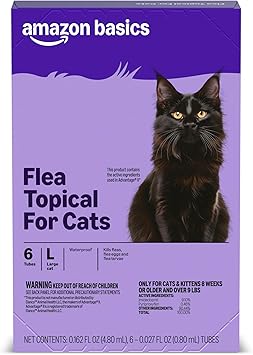Amazon Basics Topical Flea Treatment for Large Cats (Over 9 pounds), 6 Count, Packaging May Vary