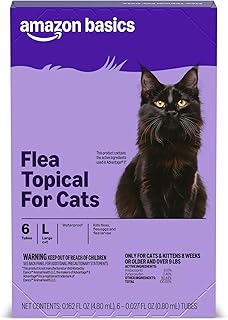 Amazon Basics Topical Flea Treatment for Large Cats (Over 9 pounds), 6 Count, Packaging May Vary