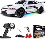 Remote Control Car RC Drift Car 2.4GHz 1:24 4WD 15KM/H High Speed Racing Sport Car with LED Lights Drifting Tire Racing Sport Toy for Adults Boys Girls Kids Gift 2Pcs Rechargeable Batteries