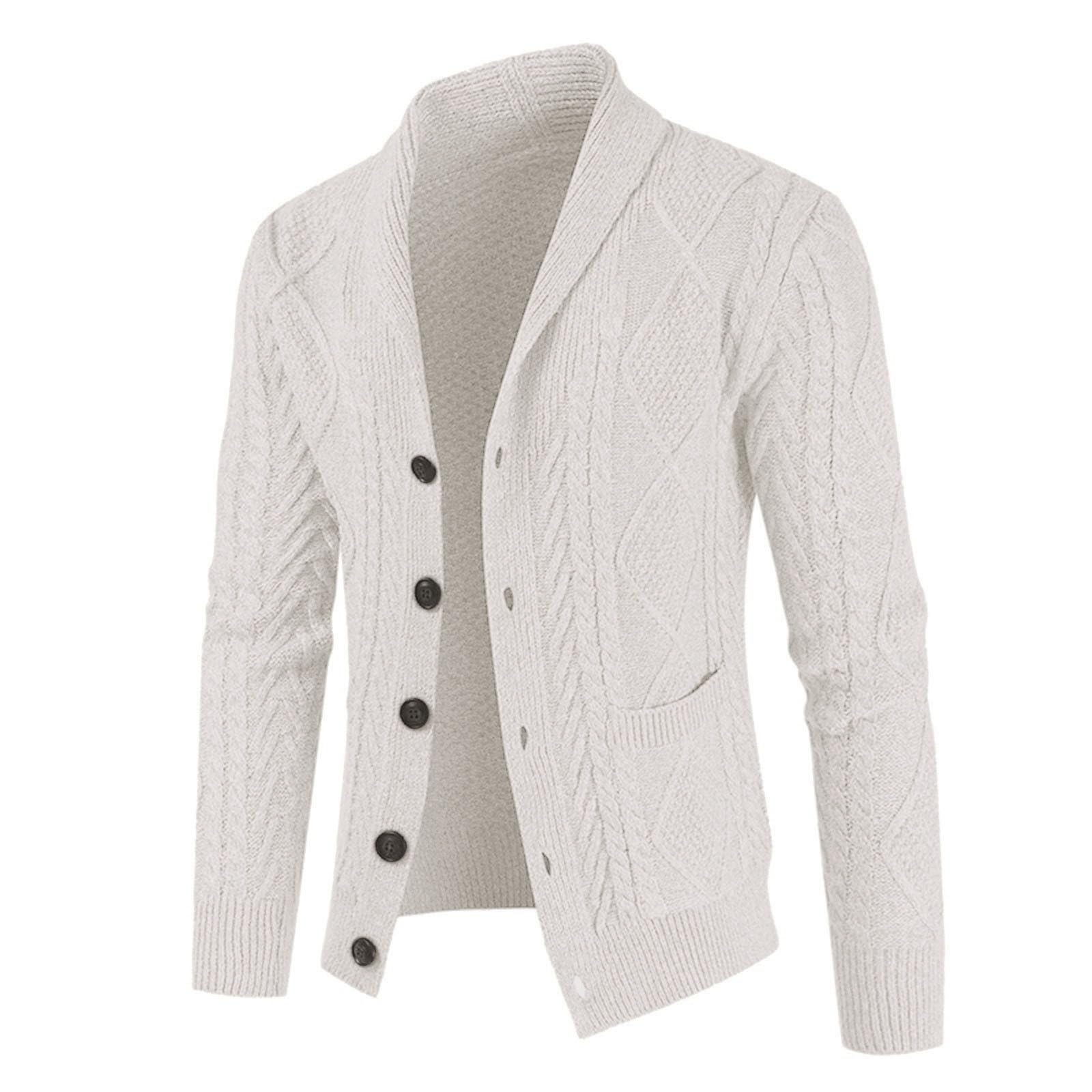 Cardigan Hombre Lana, Chaqueta De Punto Hombre Manga Larga con Un Solo Botonadura con Bolsillo Abrigo Color Sólido Informal con Botones Suéter Grande para El Ocio Y El Autocultivo