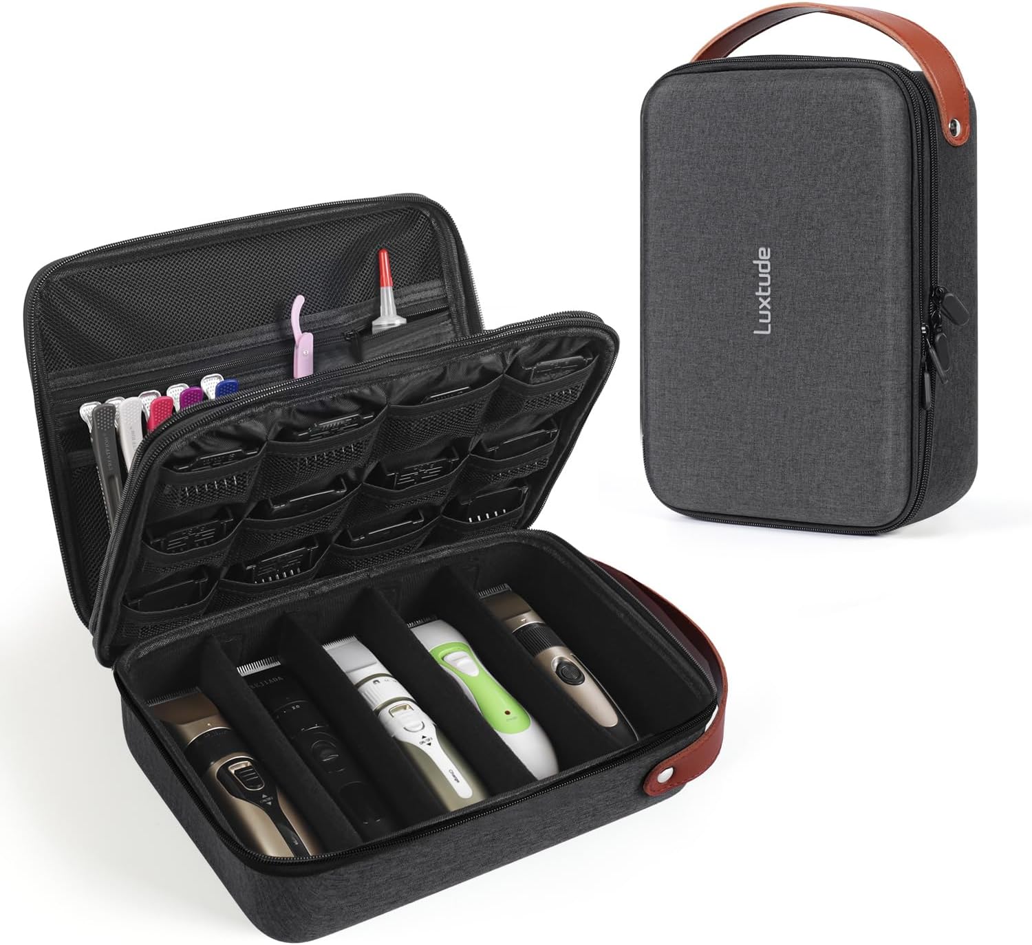 Luxtude Large Barber Case, Hard Barber Bags for Clippers and Supplies