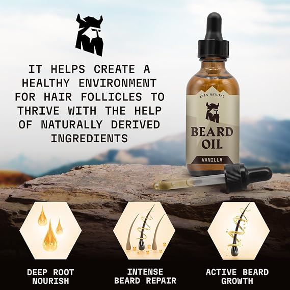 Striking Viking Beard Oil for Men - 2 Fl Oz, Vanilla