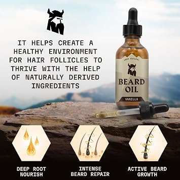 Striking Viking Beard Oil for Men - 2 Fl Oz, Vanilla