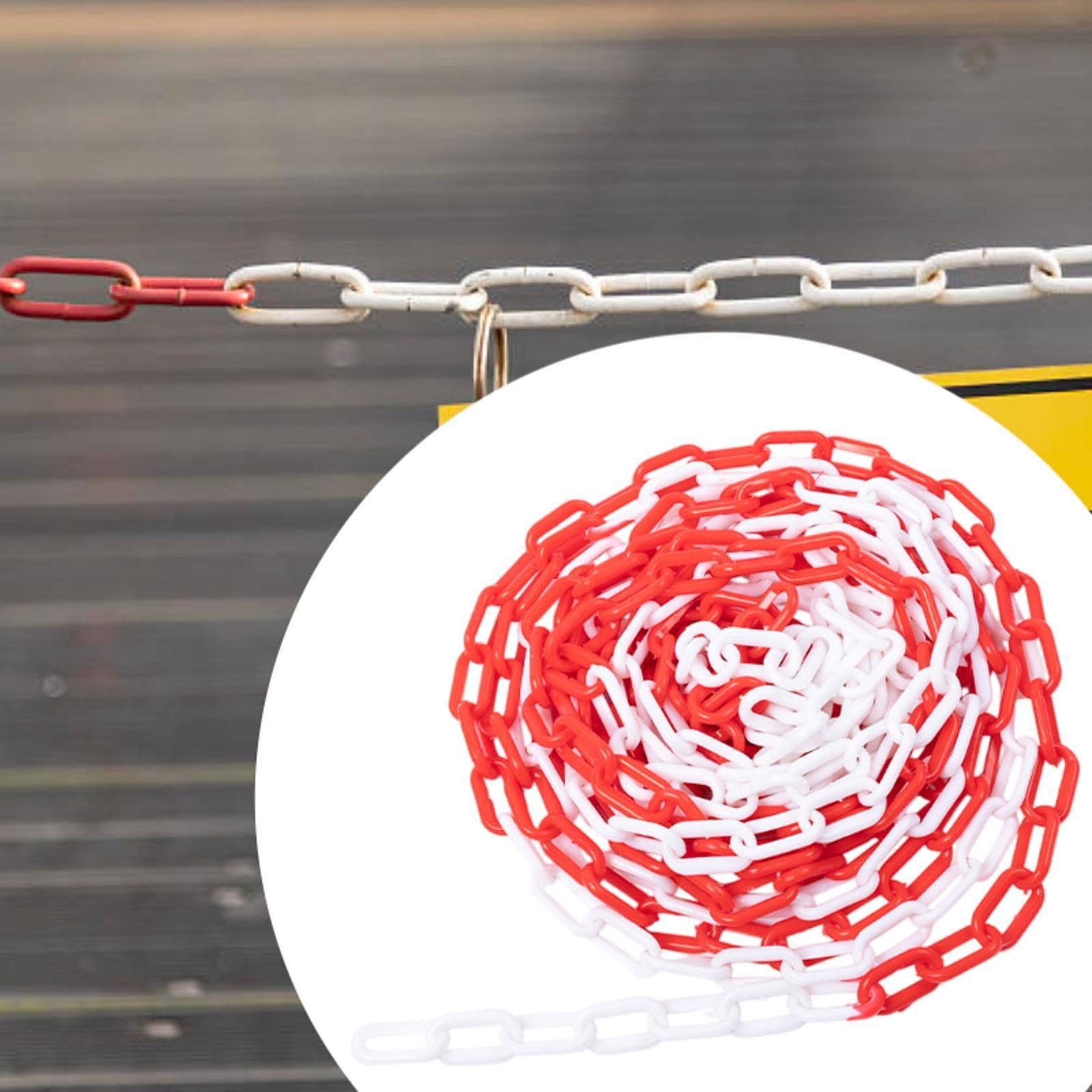 Amagogo Traffic Chain Barrier Link Security Barrier Chain Premium Traffic Cones Connector for Courtyard Parking Space Closed Areas, Red White