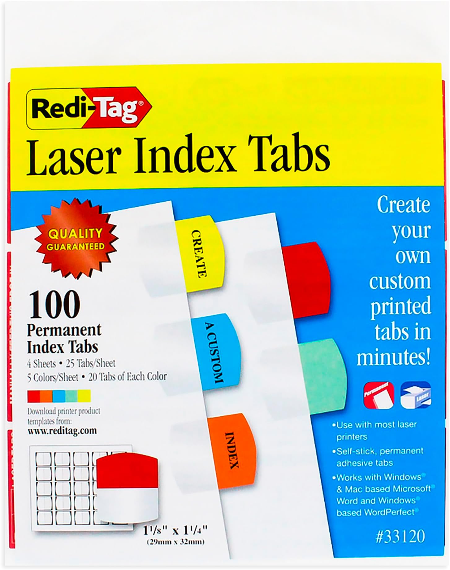 Amazon.com : Redi-Tag Laser Index Tabs, Divider Tabs, Permanent ...