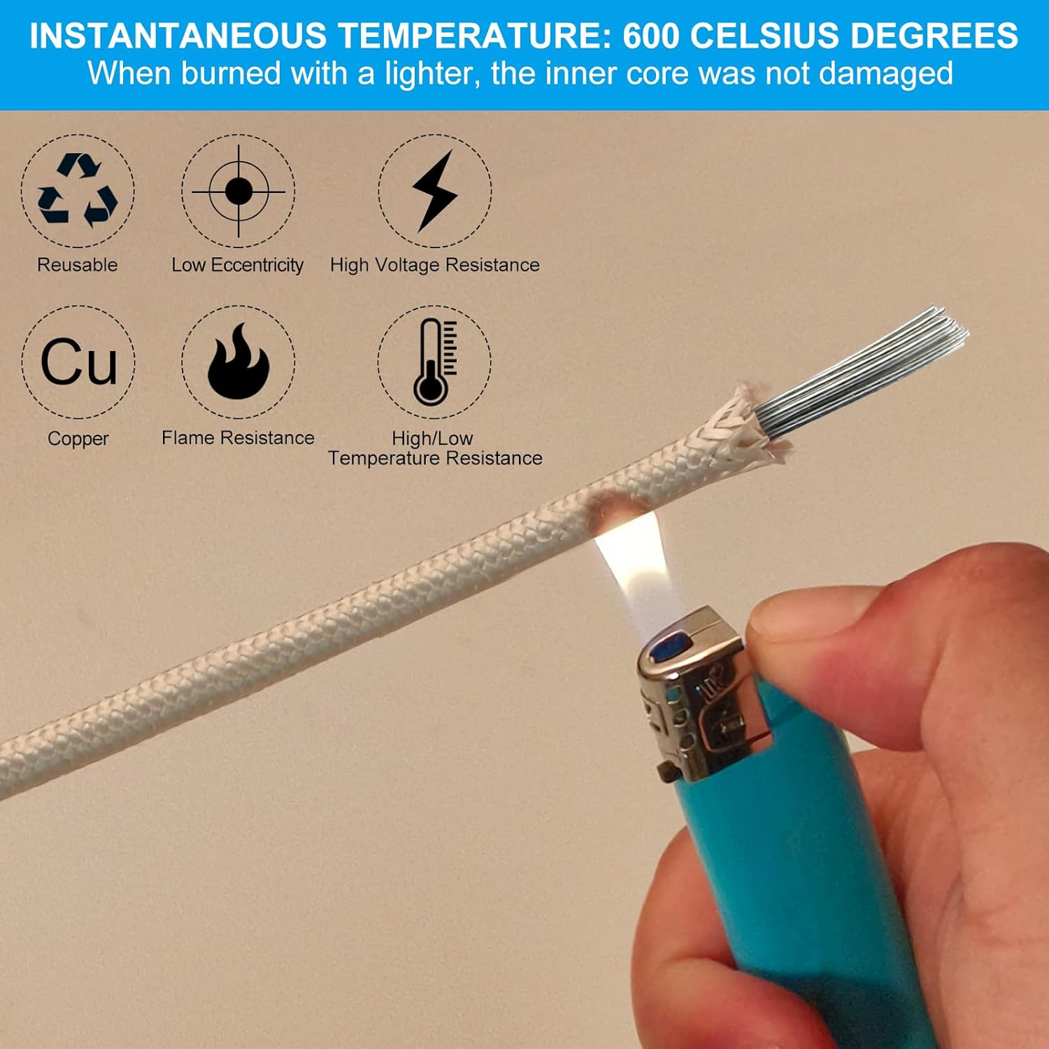 PATIKIL 26Ft 11AWG Mica High Temperature Wire, -60-450 Degrees Celsius Nickel Plated Copper Wire Glass Fiber Insulated Heat Resistant Electronical Flexible Cable Used in Harsh Environment