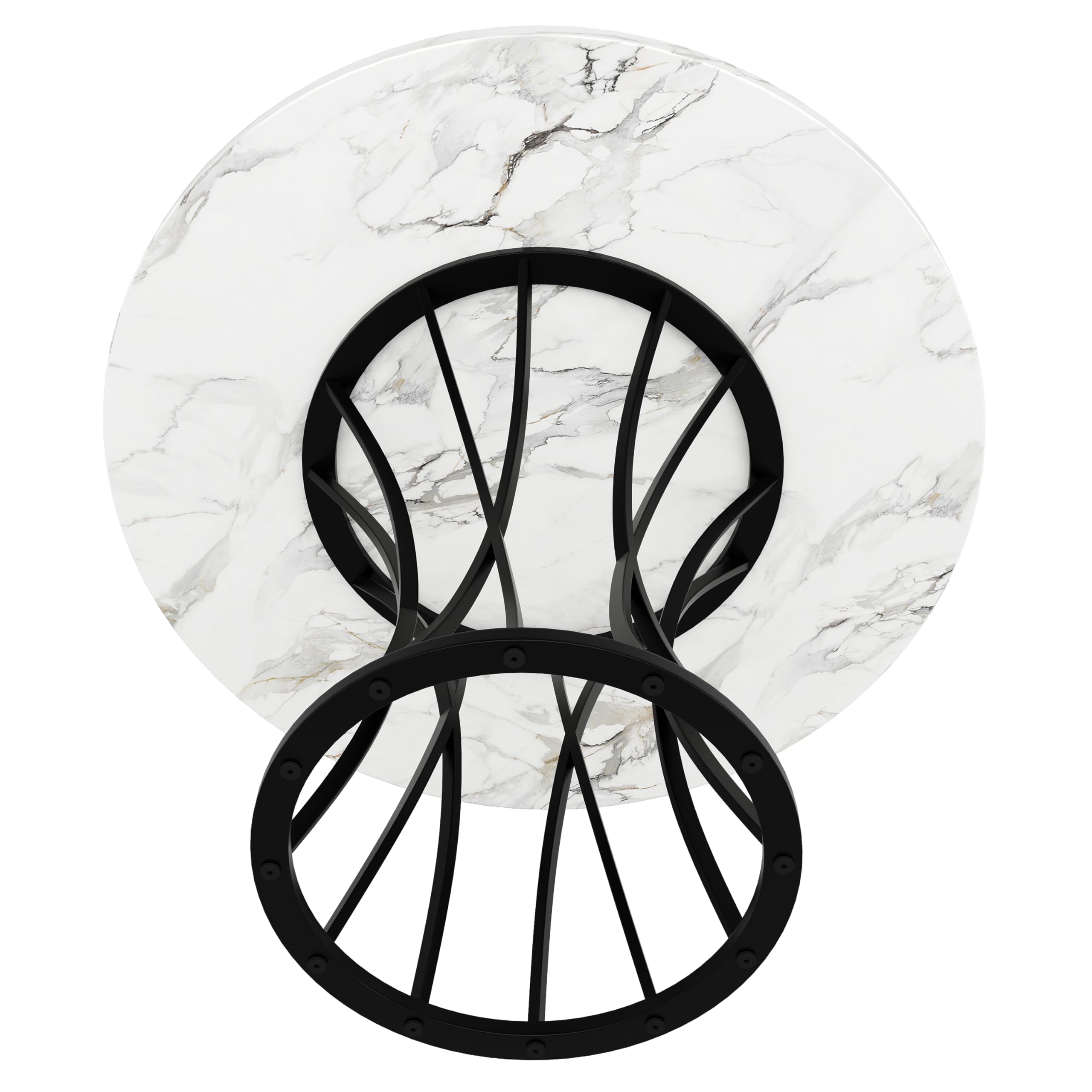 Okrągły stół do jadalni 80 x 80 x 76 cm nowoczesny stół kuchenny dla 4-6 osób regulowane metalowe nogi płyta MDF stylowe czarne wykończenie idealny do jadalni lub salonu