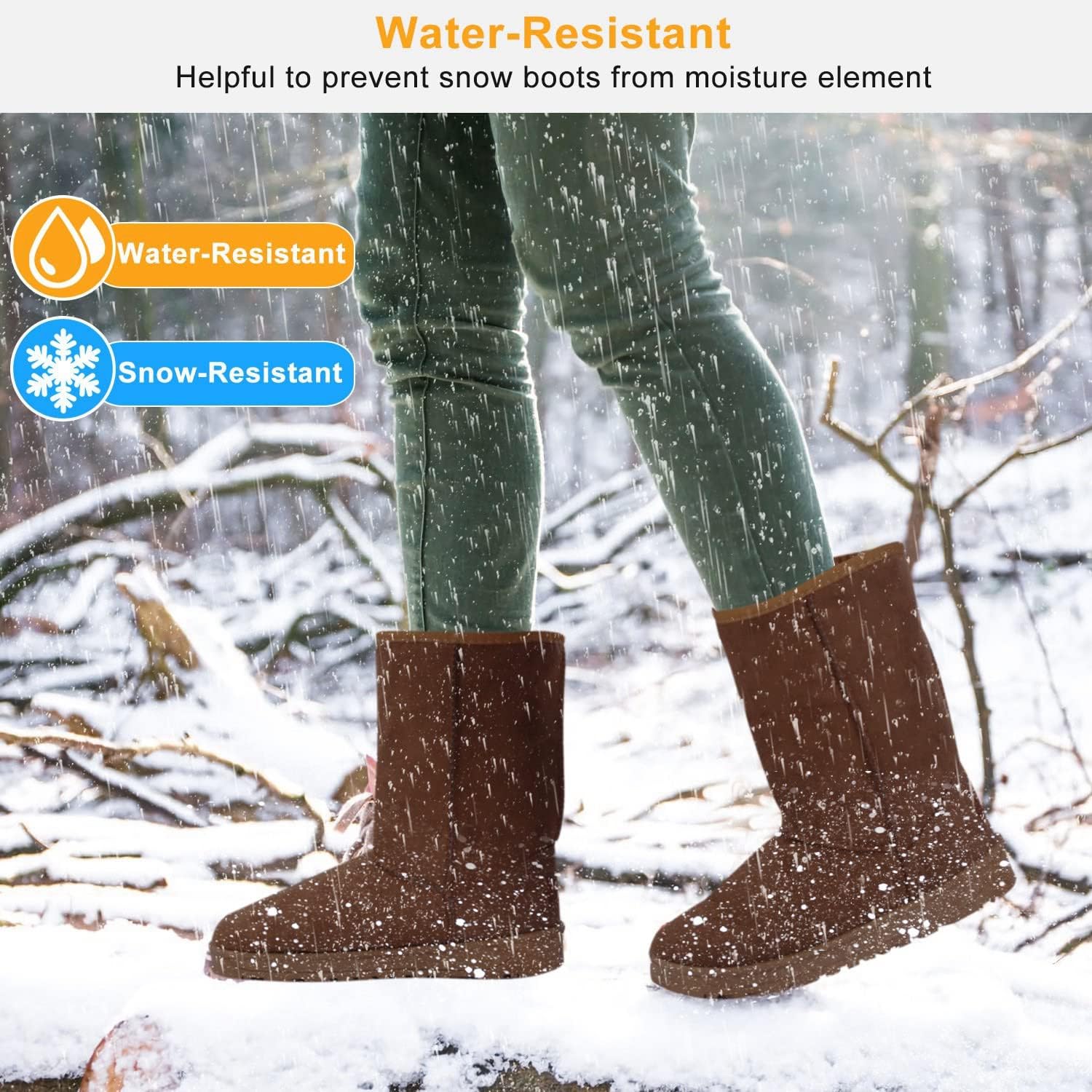 KOCASO Women's Snow Boots Mid-Calf Fur Lined Warm Classic Winter Shoes for Women Outdoor Anti-slip