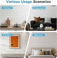 Vista 5 de 11 paneles autoadhesivos 3D impermeables para pared, con ladrillos blancos, se pueden pintar, papel tapiz con ladrillos falsos, paneles