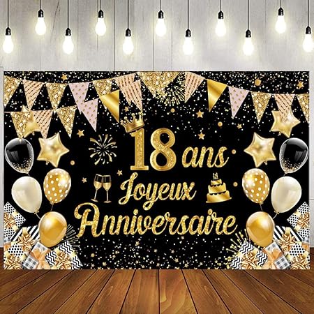 Décor De Photo Joyeux Anniversaire Banderole 1.1 X 1.8M Toile De Fond
