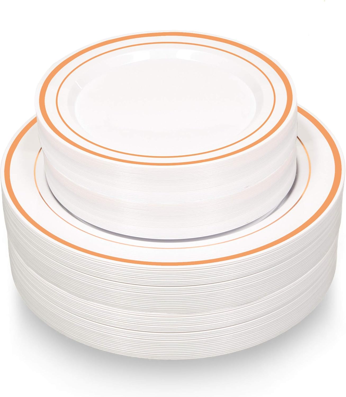 BGB Rose Gold Plastic Dinnerware 110 Pieces, 55 Guests