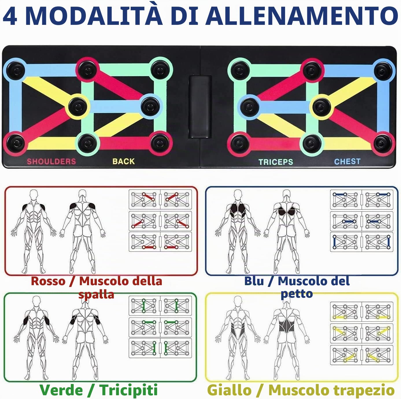 Push Up Board - Sistema di allenamento pieghevole per rack fitness 12 in 1 per il fitness a casa