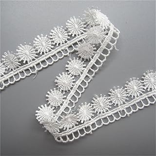 5 Yard Eyelash Eyelet Motifs Picot Scallop Lace Trim Ribbon 2.2 cm Width Vintage Style White Edging Trimmings Fabric Embroidered Applique Sewing Craft Wedding Bridal Dress DIY Party Clothes Embroidery