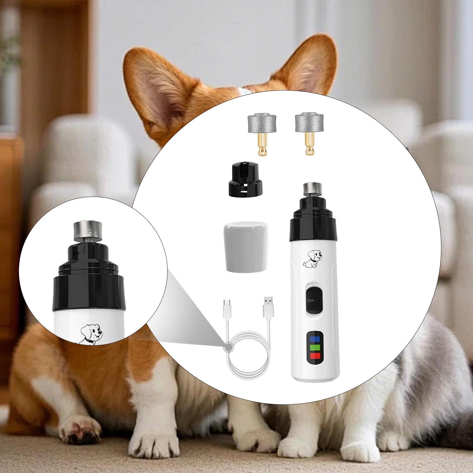 Pulidor de Uñas para Mascotas Esmeril de Cortauñas Eléctrico Lima para Animales Cuidado Profesional de Uñas Inalámbrico Y Recargable Adecuado