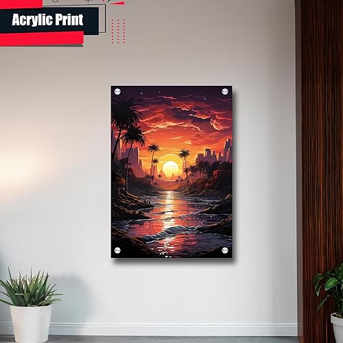 Miniatura 3 de Neon Sunset Vibes Florida Synthwave Sunset Framed poster Print, Retro Miami Style Wall Art, poster, Home Decor