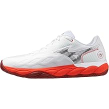 Mizuno Wave Enforce Court All Court Men's Racquet Sports Shoe, White-Fiery Red, US Mens 9