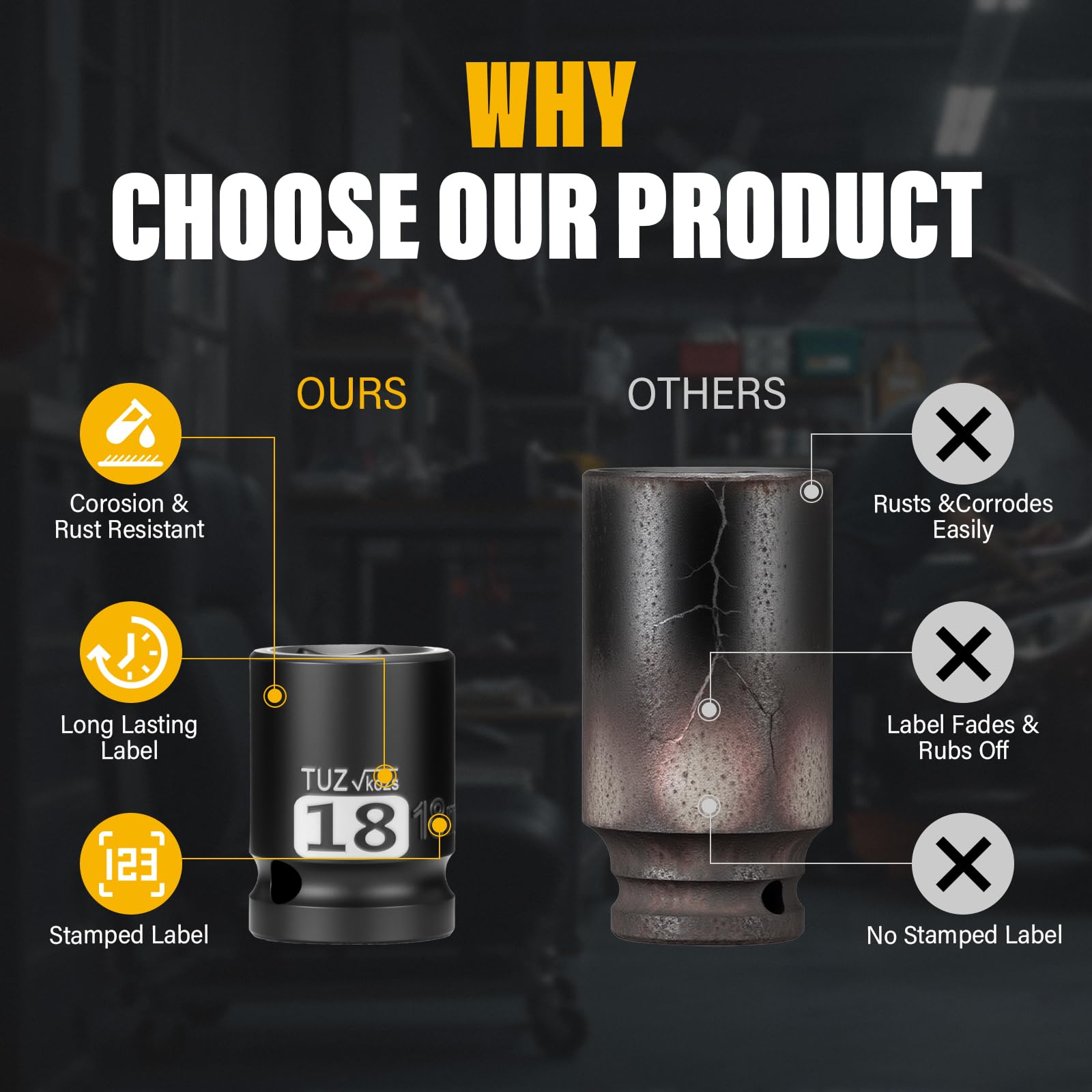 1/2 Inch Impact Socket - CR-MO Steel -7 1/2 Inch Impact Socket - CR-MO Steel -7