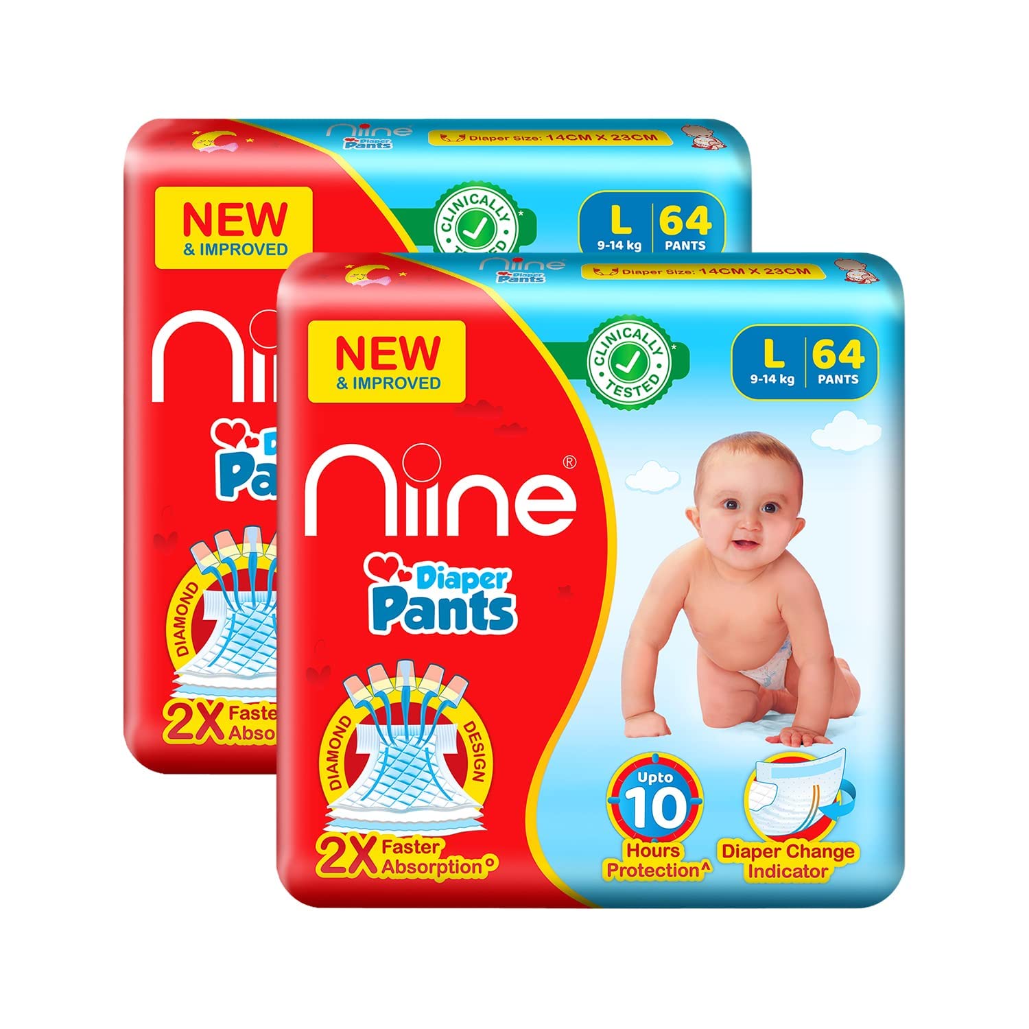 Buy Niine Baby Diaper Pants Large(L) Size (914 KG) (Pack of 2) 128