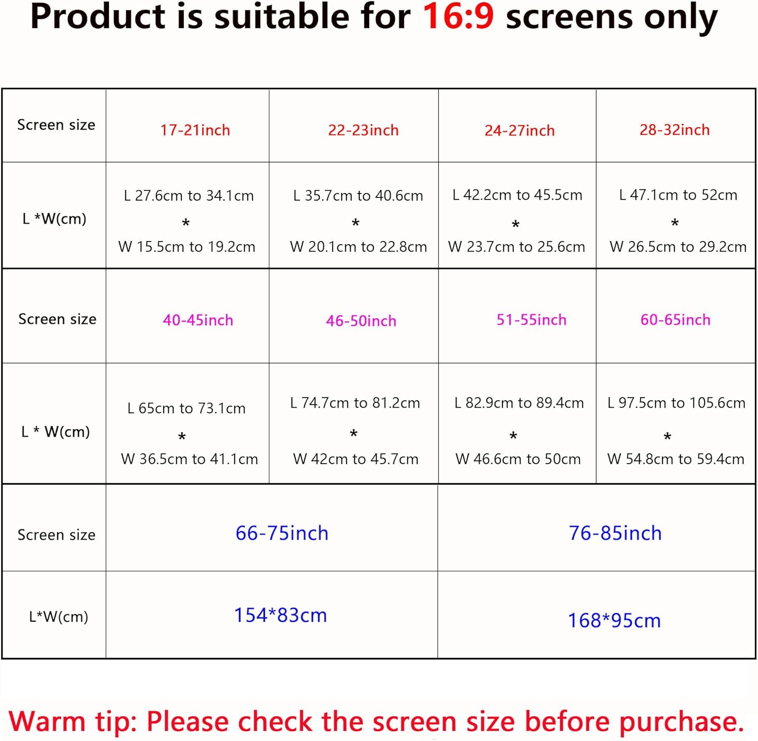 Indoor TV dust cover, with elastic and soft fabric that can stretch without damaging the screen, suitable for most brand TVs(66-75 inches)