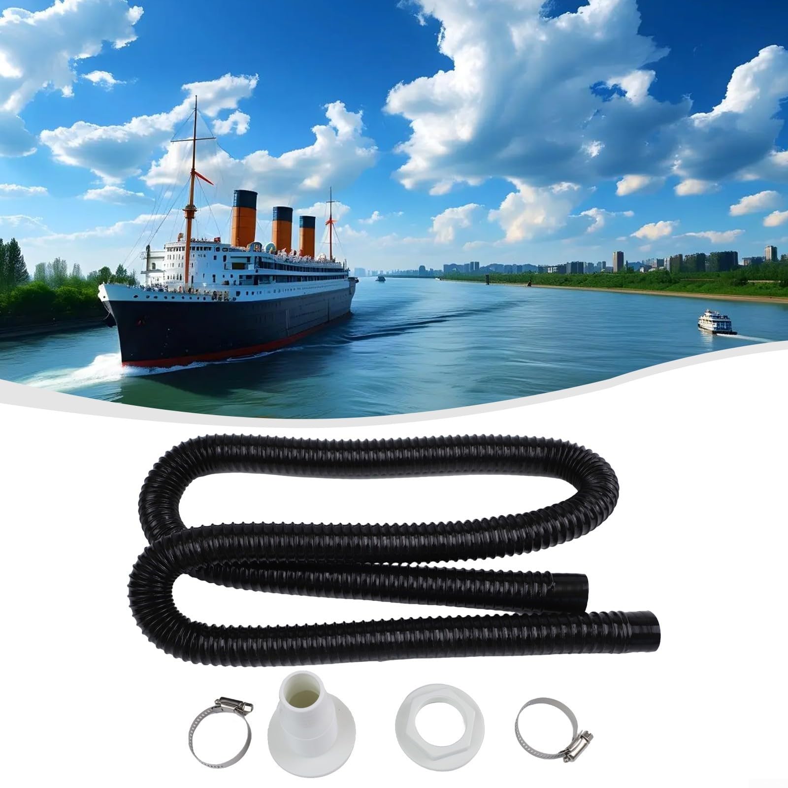 Tubo flessibile per imbarcazioni di sentina, 19-29 mm, corrugato, flessibile, filtro per acqua marina, adatto per yacht