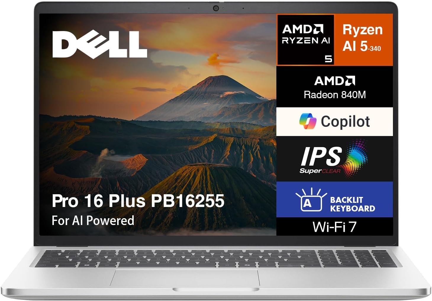 Dell Pro 16 Plus PB16255 AI Powered Laptop 16.0" WUXGA (AMD Ryzen AI 5 340, 16GB LPDDR5X, 2TB PCIe SSD, AMD Radeon 840M, Bluetooth 5.4, Wi-Fi 7, Win 11 Pro)
