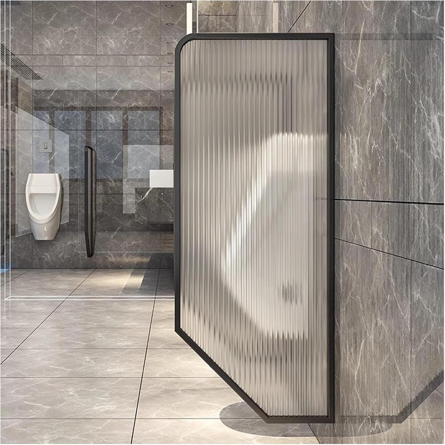 Tempered Glass Urinal Partition Screens - Waterproof Privacy Dividers for Men's Toilets, Ideal for Hotels & Schools, 5 Pcs Black Urinal Dividers