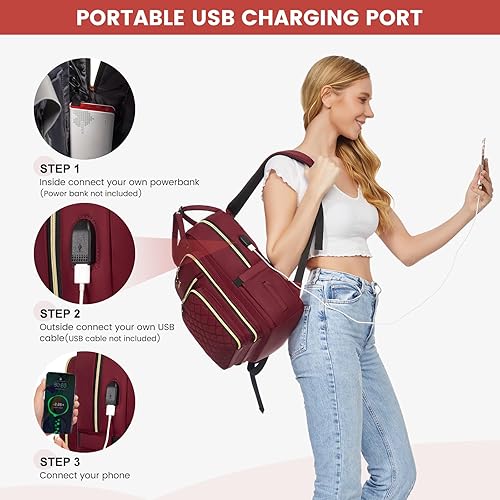 Miniatura 5 de LOVEVOOK Mochila para laptop para mujer, resistente al agua, mochila de viaje y trabajo, elegante bolsa de libros universitarios, bolsa de