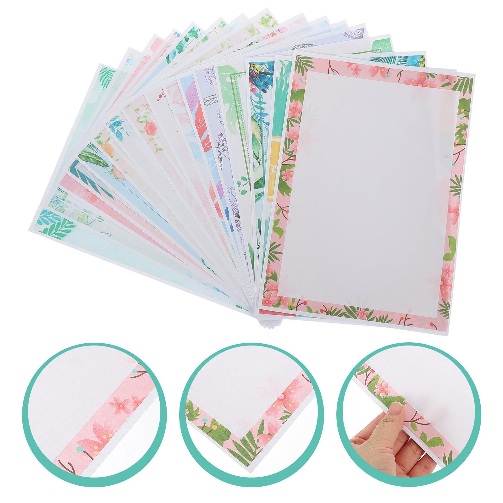 CRAFTHROU Papier à Lettres à Bordure Verte Décorative pour Écrire Notes et Poèmes 160 Feuilles en Papier Délicat Style Simple pour Correspondance et Festivals