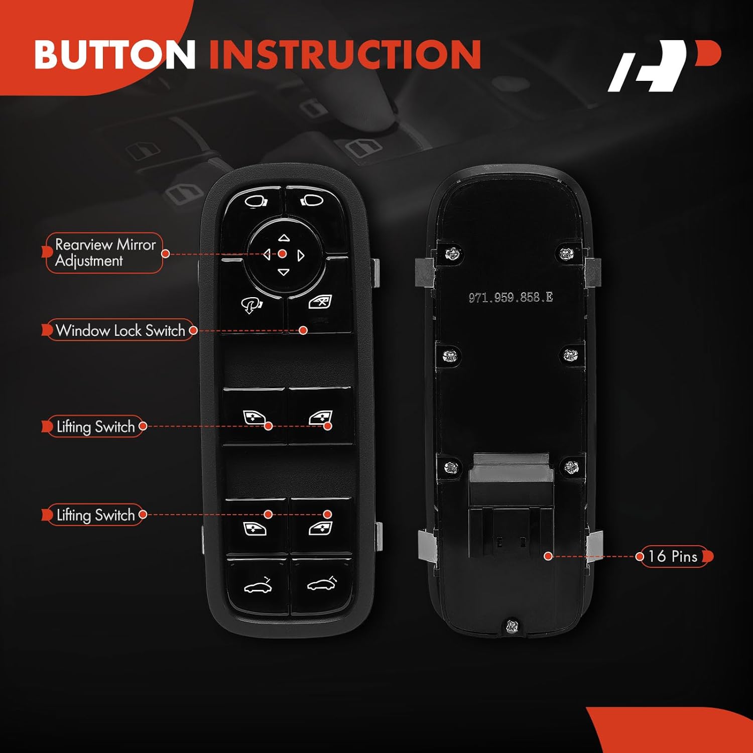 A-Premium Master Power Window Switch Compatible with Porsche Cayenne 2019-2023, Panamera 2018-2023, Front Left Driver Side
