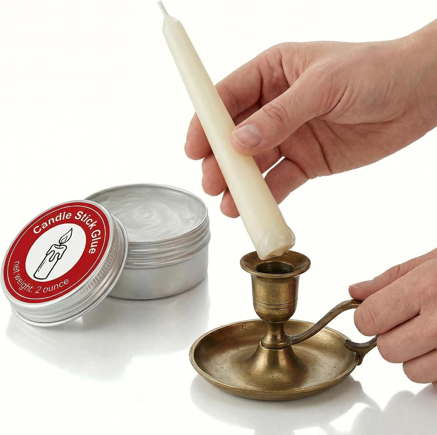 Candle Adhesive Glue for Taper Candles, Strong Candle Holder Adhesive to Keep Candles Secure | Reusable Candle Putty Alternative for Candlesticks, 2 Ounces