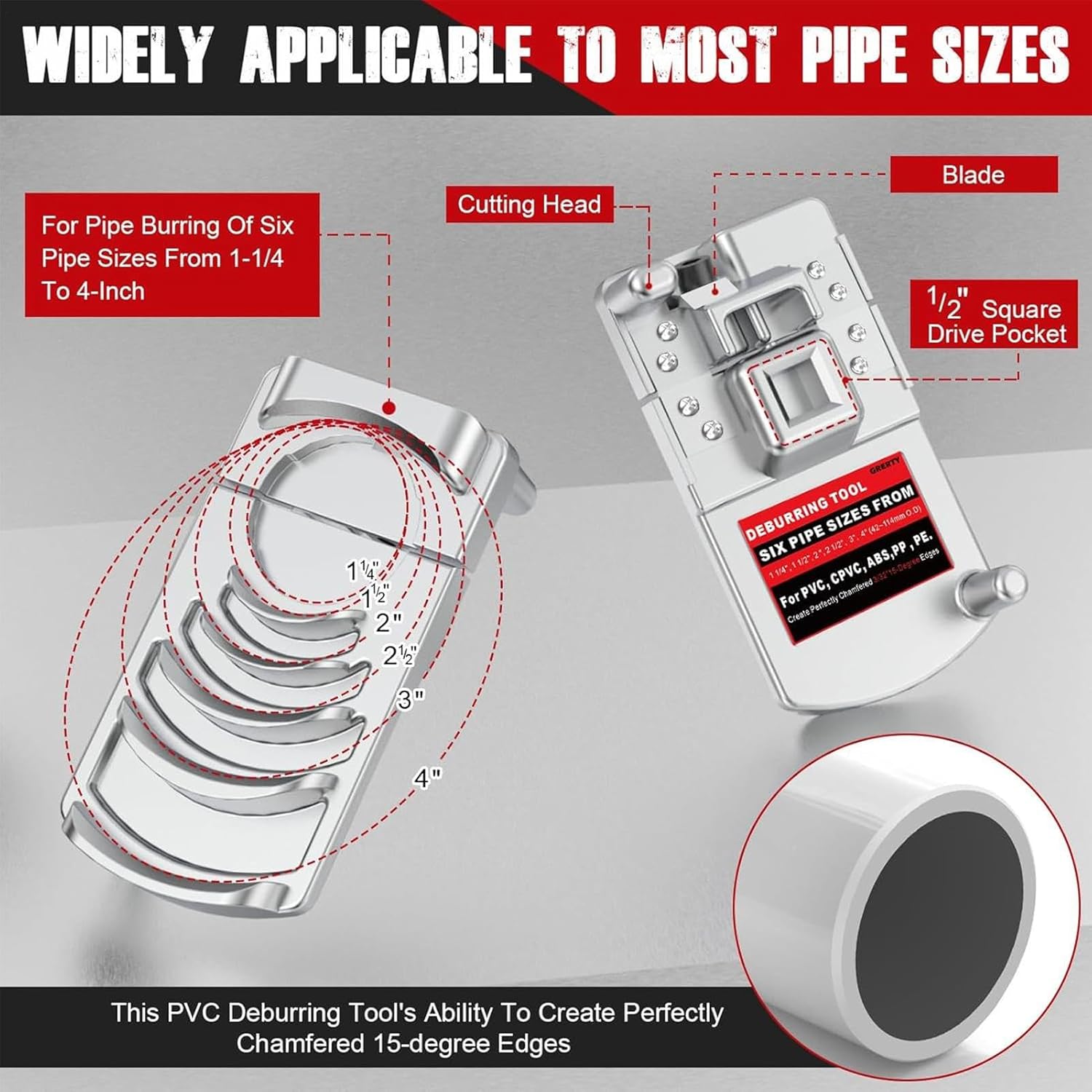 PVC Pipe Deburring Tool – Chamfer Cutter, Beveling Tools | Pipes Edge Smoother, Water Line Preparation Tool for Plumbing Installation, Pipe Cutting Projects, and Home Maintenance Accessories