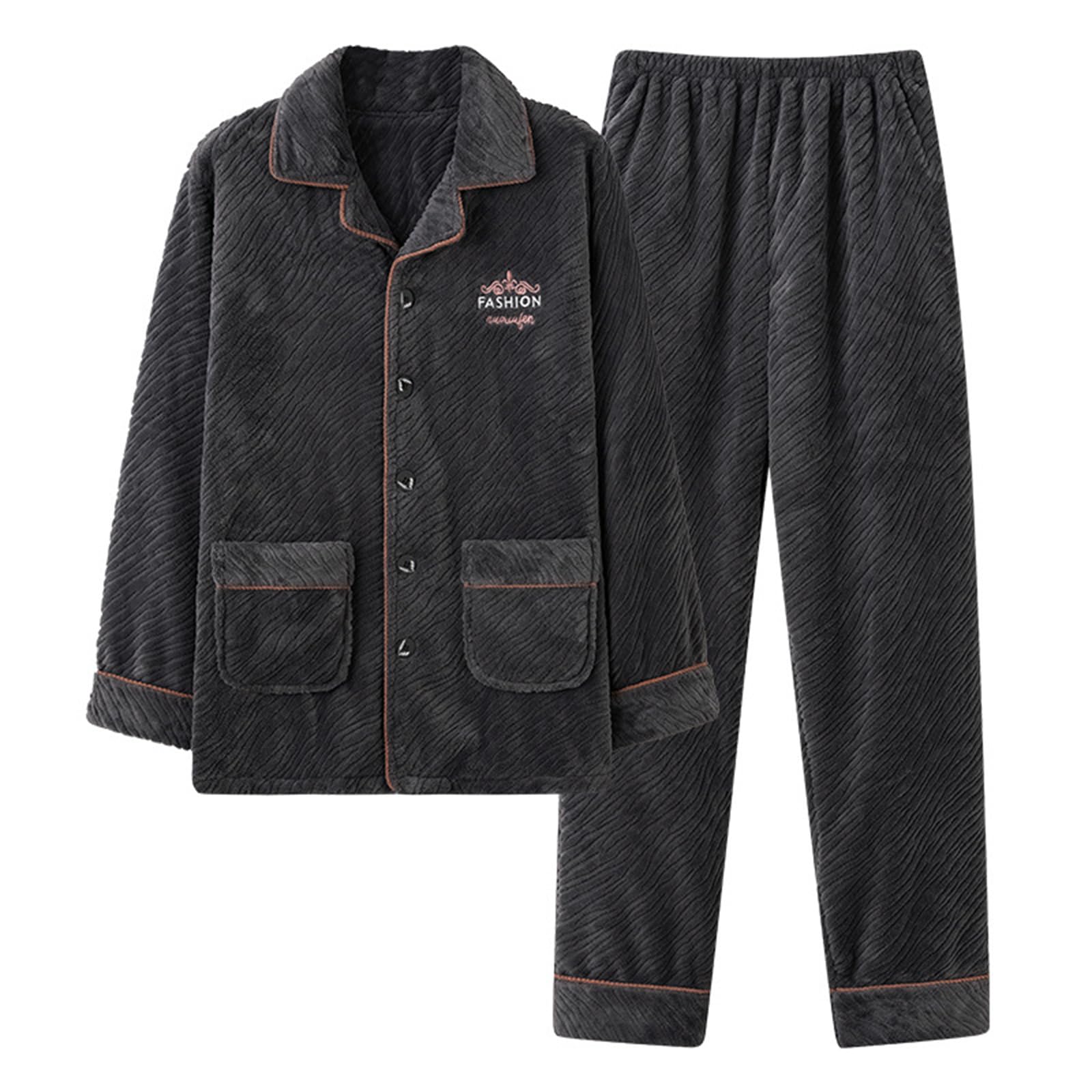 Hommes Flanelle Pyjama Ensembles Homme d'hiver Épaissi Corail Polaire Boutons Cardigan + Pantalon Pyjamas Costume Chaud Homewear pour Hommes